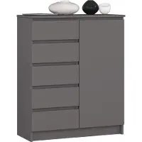 Akord Kommode K80 met 5 Lades en 1 Deur / Furniture Factory / Grafietgrijs / 80 x 97 x 35 cm