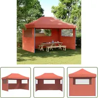 The Living Store De Living Store partytent, inklapbaar en opvouwbaar, met 3 zijpanelen, in terracotta kleur