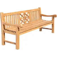 CLP Teak tuinstoel Florida I: Bank met ergonomische zitting van massief hout. Zitdiepte: 44 cm, kleur: teakhout, afmetingen: 220 cm