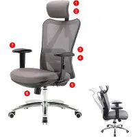 Mendler Bureaustoel -J86, bureaustoel, ergonomisch, verstelbare lendensteun 150kg belastbaar ~ zonder voetsteun, grijs