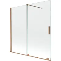 Mexen Velar badwand 2-delig schuifbaar 160 x 150 , transparant, geborsteld koper - 896-160-000-01-65
