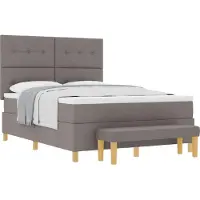 vidaXL Boxspring bed met hoofdeinde Taupe 190 x 140 cm Stof