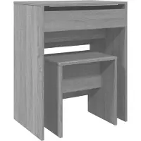 vidaXL Kaptafel met krukje 60x40x113,5 cm grijs sonoma