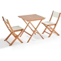Oviala - Set van een inklapbare vierkante tafel en 2 inklapbare witte stoelen - Sete