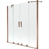 Mexen Velar Duo badwand scherm 2-delig schuifbaar 140 x 150 , transparant, roze goud - 896-140-000-02-60