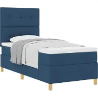 vidaXL Boxspring bed met hoofdeinde Blauw 90 x 200 cm Stof