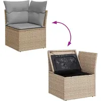 vidaXL Tuinbank Set 7 st Beige en Lichtgrijs poly rattan