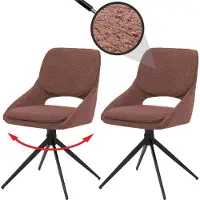 Mendler Set van 2 eetkamerstoelen HWC-N73, keukenstoel, draaibaar met automatische terugdraaimechanisme, bekleding: boucle stof (540g/m²), bruin