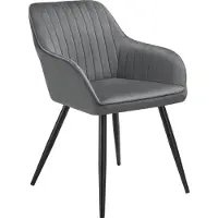 TecTake - Fluwelen stoel met gestikt patroon - Moderne eetkamerstoel - Kuipstoel - Woonkamer, eetkamer, lounge of kaptafelstoel - Div. kleuren - Grijs/zwart