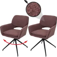 Mendler Set van 2 eetkamerstoelen -N74, keukenstoel, draaibaar met Auto-Return, bouclé-stof (540 g/m²) ~ lichtbruin