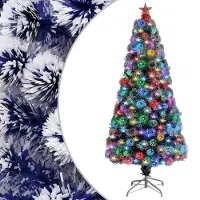 Syfax Kunstkerstboom met verlichting 150 cm glasvezel wit en blauw