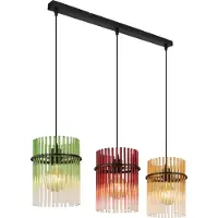 Globo Zwarte Hanglamp Gorley Gekleurd Glas 3 Lichts
