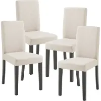 En.casa Eetkamerstoel 'Hamburg', set van 4, gestoffeerde stoel, textiel, houten poten, beige