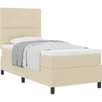 vidaXL Boxspring bed met hoofdeinde Crème 100 x 200 cm Stof