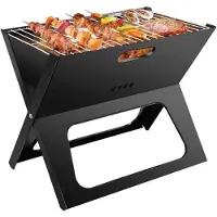 WDMT Opvouwbare barbecue 44,5 x 30,5 x 35 cm compacte mini grill mat zwart