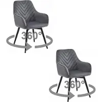 Leobert Chaise - - Donkergrijze fluweelstof/Zwarte poten - Set van 2