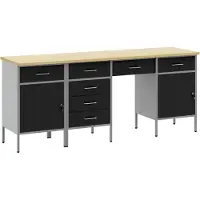 vidaXL Werkbank met opbergruimte, 4 stuks, zwart, voor ingenieurs, van hout en staal