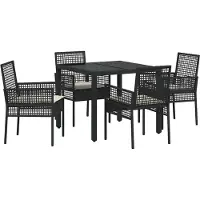 vidaXL Tuinset, 5-delig, zwart, polyrotan