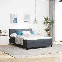Prolenta Maison Exclusive - LED boxspringbed met hoofdeinde, donkergrijs, 140 x 190 cm, fluweel