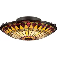 QUOIZEL Tifanny LED Plafondlamp West End | 2X E27 Max 60W | Dimbaar | Vintage Bronze