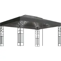 Syfax Prieel met dubbel dak en LED-lichtslinger 3x4 m antracietkleur