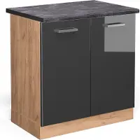 Vicco R-Line Wastafelkast – 80 cm, WB Antraciet Antraciet Hoogglans