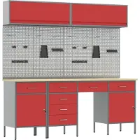 Syfax Werk kast met lade 7 st Rood en Grijs Engineered hout en staal