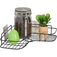 Relaxdays 2 x Hoekplank voor de keuken, om te bevestigen, voor opslag, kruiden en specerijen, wandplank, afmetingen H x B x D: 5,5 x 26 x 26 cm, ijzer, zwart