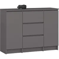 Akord Ladekast K100 met 3 Lades en 2 Deuren / Furniture Factory / Grafietgrijs / 101 x 76 x 35 cm