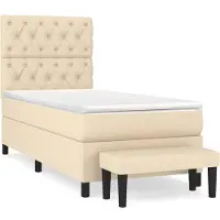 vidaXL Boxspring met matras stof crèmekleurig 80x200 cm