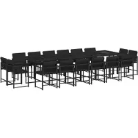 vidaXL 17-delige Tuinset met kussens poly rattan zwart