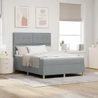 Prolenta Maison Exclusive - LED boxspringbed met hoofdeinde, lichtgrijs, 140 x 190 cm, gestoffeerd