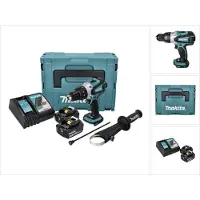 Makita Boormachine + slagboor, DHP 458 RGJ Accu-slagboormachine 18 V 91 Nm + 2x accu 6,0 Ah + lader + Makpac (Oplaadbare batterij)