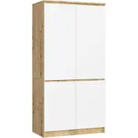Akord Kledingkast S90 met 4 Deuren / Furniture Factory / Artisan Eik - Wit / Moderne / 180x90x51 cm