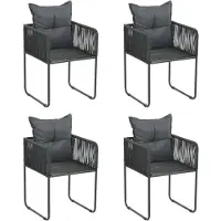 Syfax Tuinstoelen 4 st met kussens poly rattan zwart