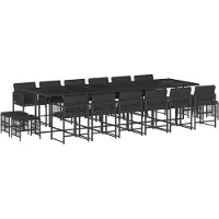 vidaXL 17-delige Tuinset met kussens poly rattan zwart