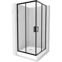 Mexen Rio vierkante douchecabine 90 x 90 , transparant, zwart + Rio douchebak, wit - 860-090-090-70-00-4510