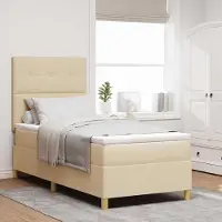 Prolenta Maison Exclusive - LED boxspringbed met hoofdeinde, crème kleur, 100 x 200 cm, gestoffeerd