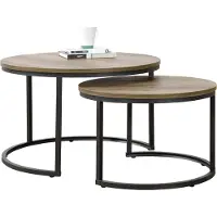 En.casa Salontafel Christchurch rond set van 2 houtkleurig en zwart []