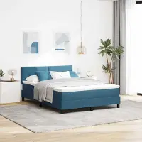 Prolenta Maison Exclusive - LED boxspringbed met hoofdeinde, donkerblauw, 140 x 200 cm, fluweel