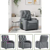 The Living Store Ergonomisch - Massagestoel - Massagestoel verstelbaar kunstleer grijs - Lounge Stoel - Relaxstoel - Elektrische Massage
