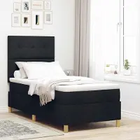 Prolenta Maison Exclusive - LED boxspringbed met hoofdeinde, zwart, 80 x 200 cm, gestoffeerd