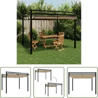The Living Store De Living Store tuinpaviljoen met uitschuifbaar dak, kleur taupe, afmetingen 3x3 meter, aluminium