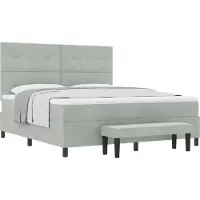 Syfax Boxspring bed met hoofdeinde Lichtgrijs 200 x 180 cm Fluweel