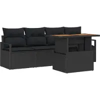 Syfax Tuin Sofa Set 5 st Zwart Poly riet
