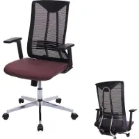 Mendler Bureaustoel -J53, bureaustoel ergonomisch kunstleder ~ bordeaux-rood