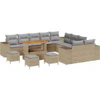 vidaXL Tuinbank Set 14 st Beige en Lichtgrijs poly rattan