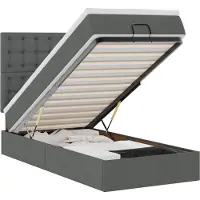 vidaXL Ottoman bed met matras 100x200cm stof donkergrijs