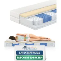 AM Qualitätsmatratzen - Premium latex matras 80x200cm - Gemiddeld (H3) - 1000 veren - Pocketveringmatras - Matras met geïntegreerde 4cm latex deklaag - 24cm hoogte - Made in Germany