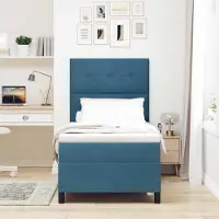 Prolenta Maison Exclusive - LED boxspringbed met hoofdeinde, donkerblauw, 80 x 200 cm, fluweel